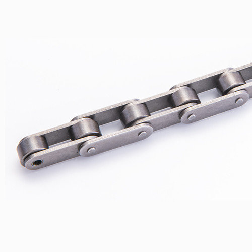 Double pitch straight sidebar roller chain with oversized rollers